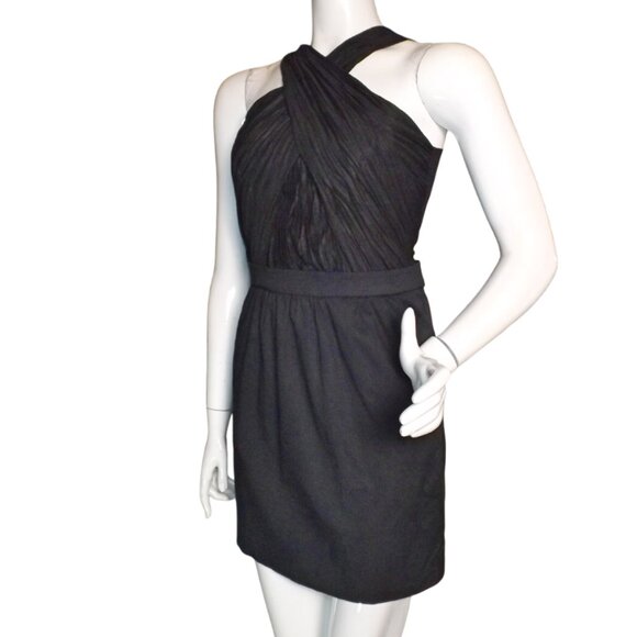 ARMANI EXCHANGE Dress, 2, Short, Crinkled Crossed Neck, Black, Sleeveless, Mini - Picture 5 of 10